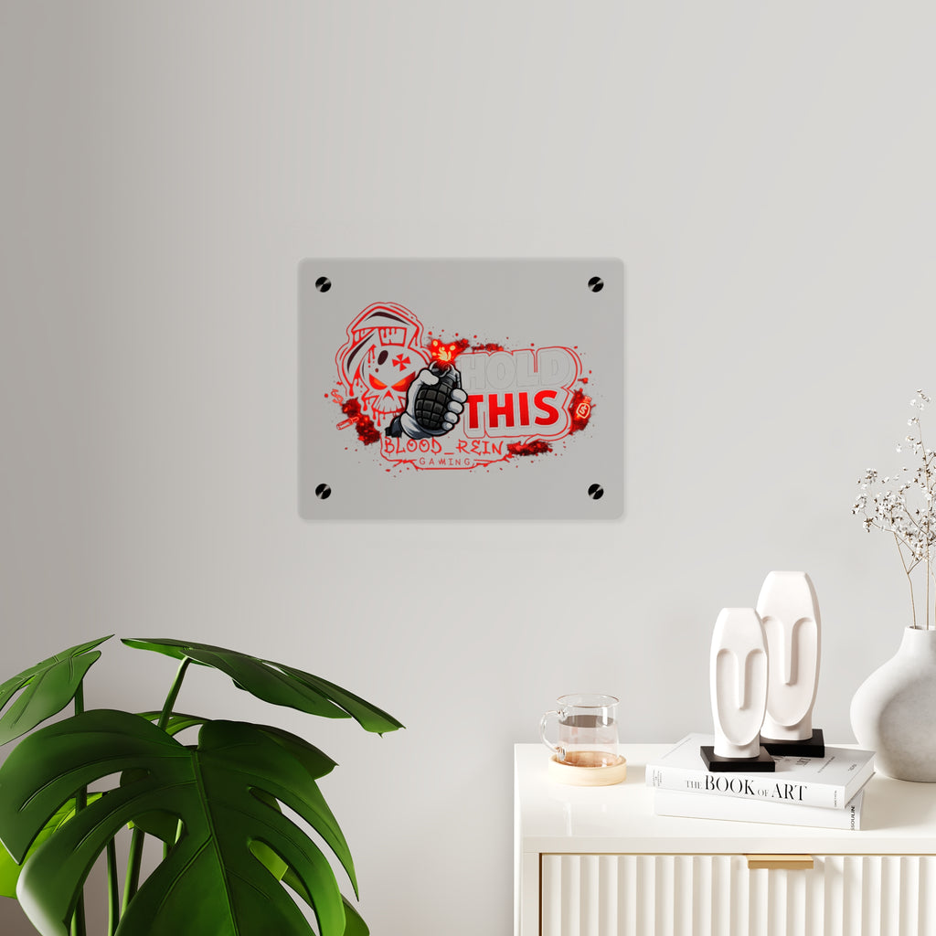 Acrylic Wall Art Panel — "Hold This" Gaming Skull Grenade Wall Decor
