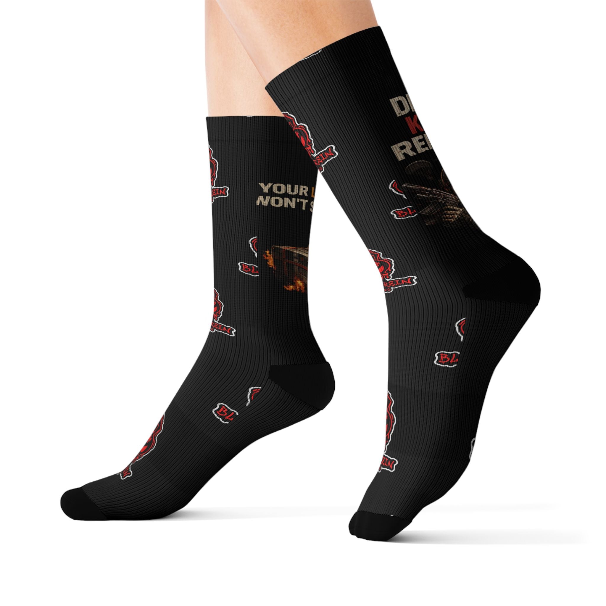 Gaming Crew Socks — “Drop. Kill. Repeat.” Sublimated Tactical Design