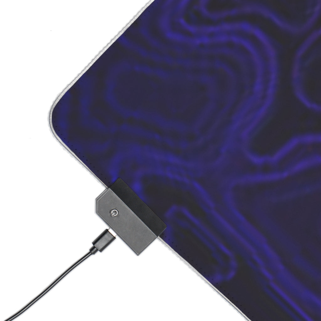 RGB Contour Gaming Mouse Pad — Large LED Desk Mat with Topographic Purple Design