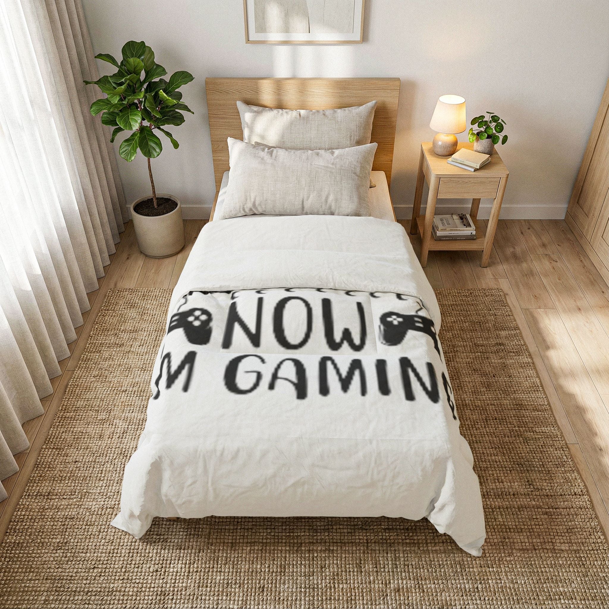 Gaming Comforter – “I Can't Adult Now I'm Gaming” Cotton Throw for Gamers