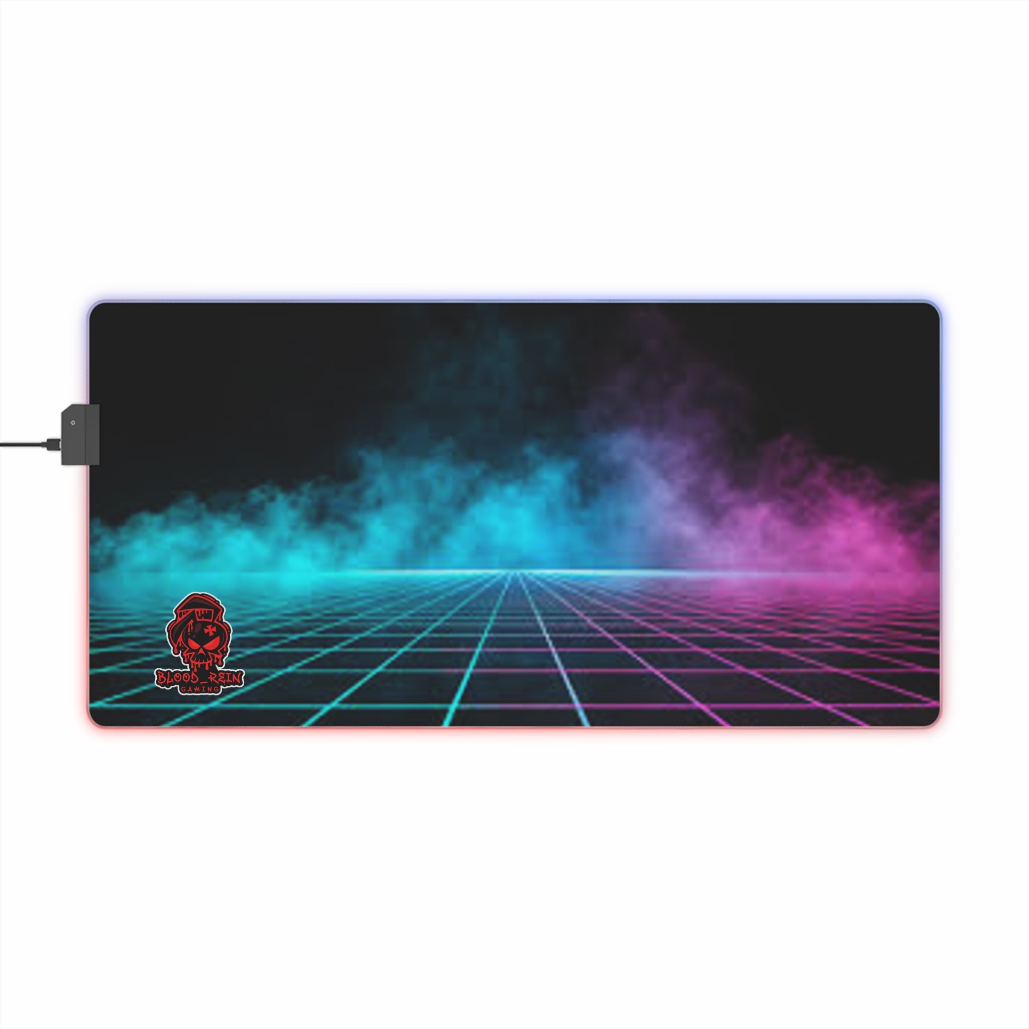 Retro Grid LED Gaming Mouse Pad — RGB Extended Desk Mat with Neon Vaporwave Design
