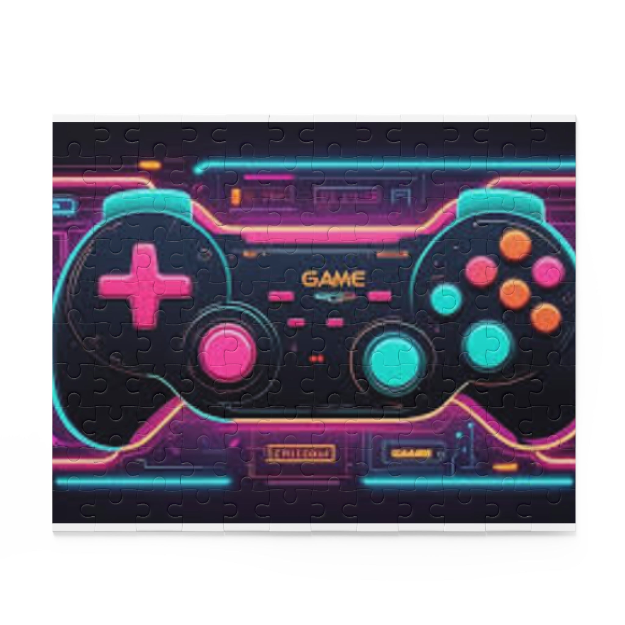 Retro Neon Game Controller Puzzle – 120/252/500-Piece Video Game Jigsaw