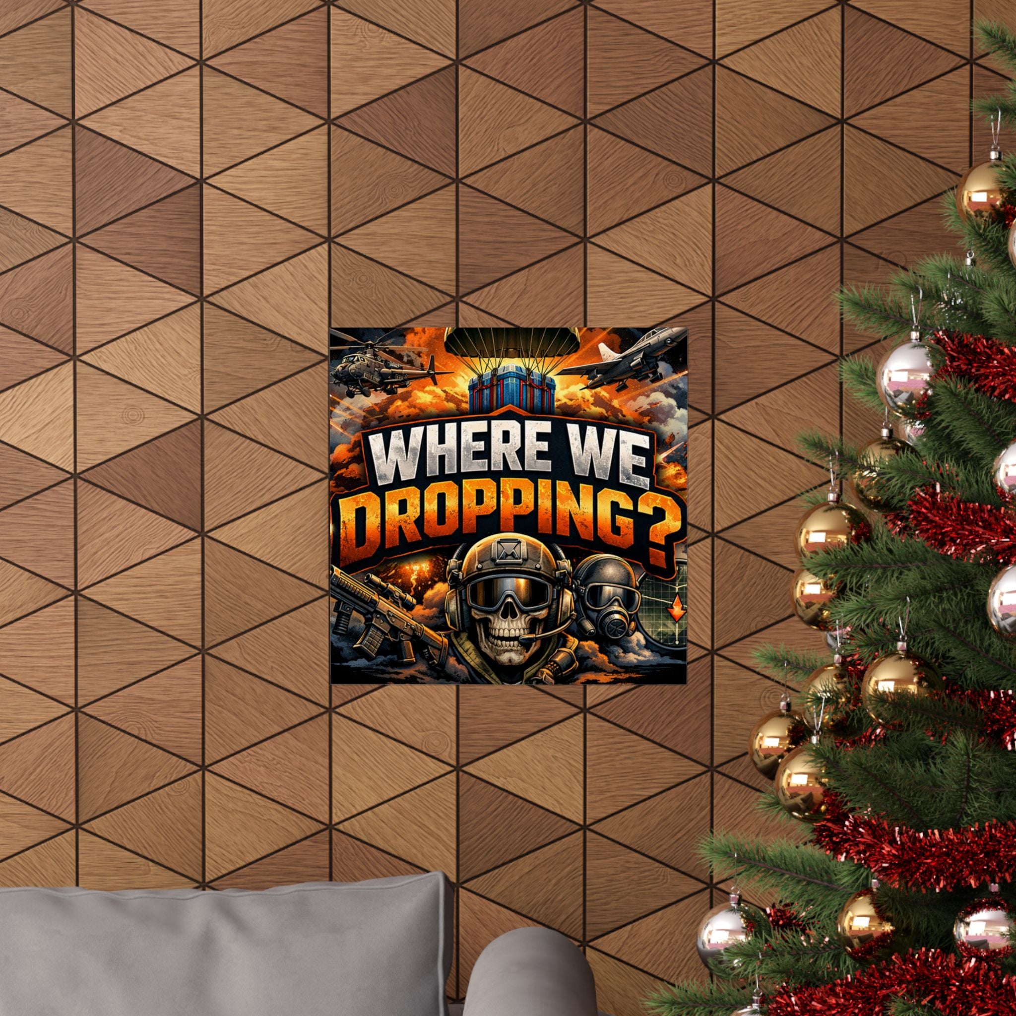 Where We Dropping? Matte Vertical Poster — Gaming Paratrooper Wall Art