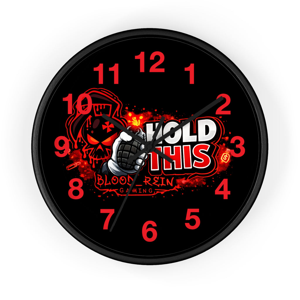 Hold This Gaming Wall Clock — Blood Reign Gamer Skull Design