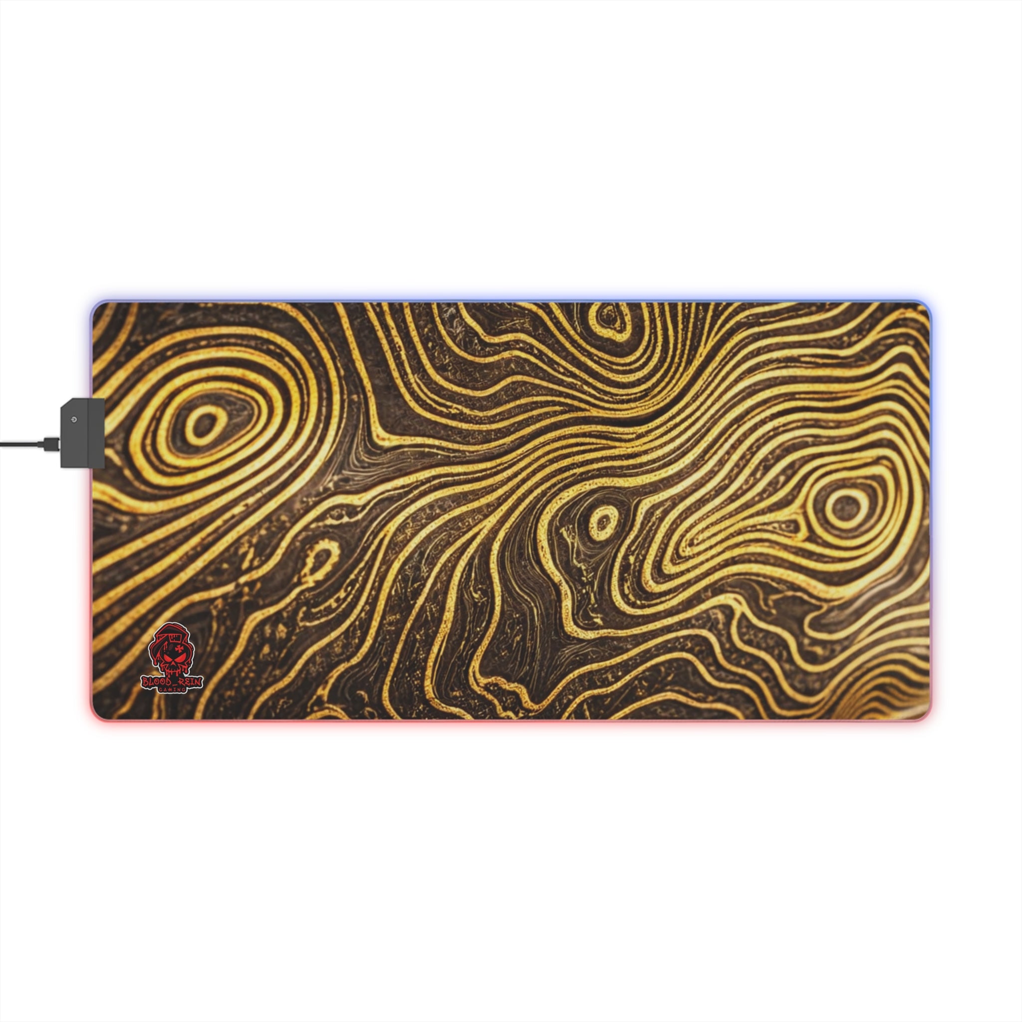 LED Gaming Mouse Pad — Gold Topographic RGB Desk Mat