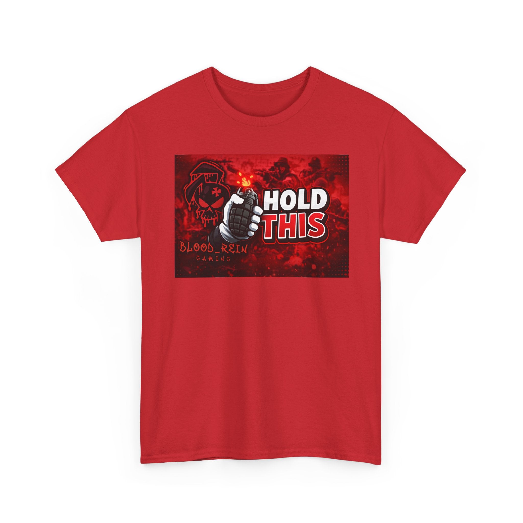 Hold This Grenade Graphic Tee — Blood Red Gamer / Tactical Streetwear