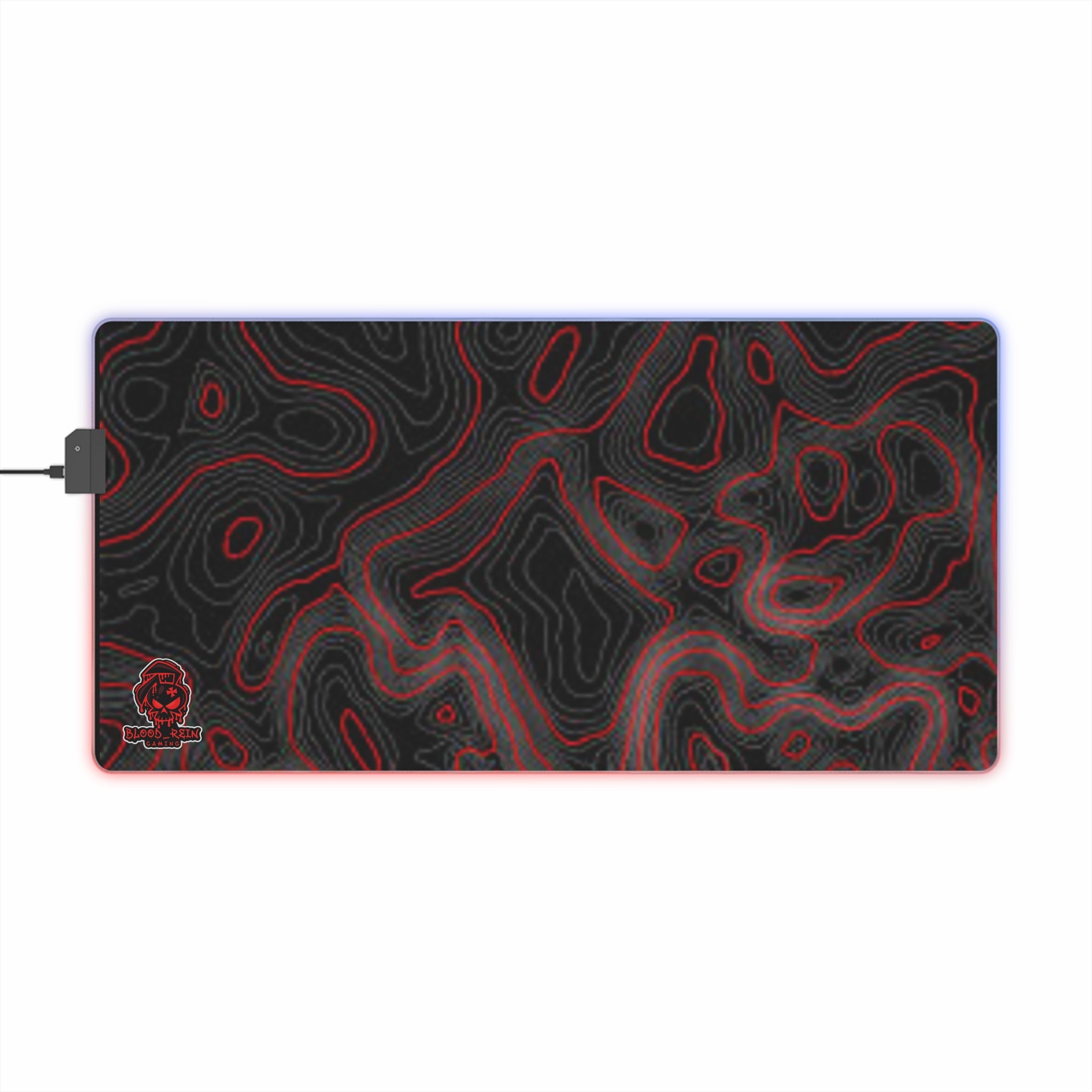 LED Gaming Mouse Pad — Red Topographic RGB Desk Mat
