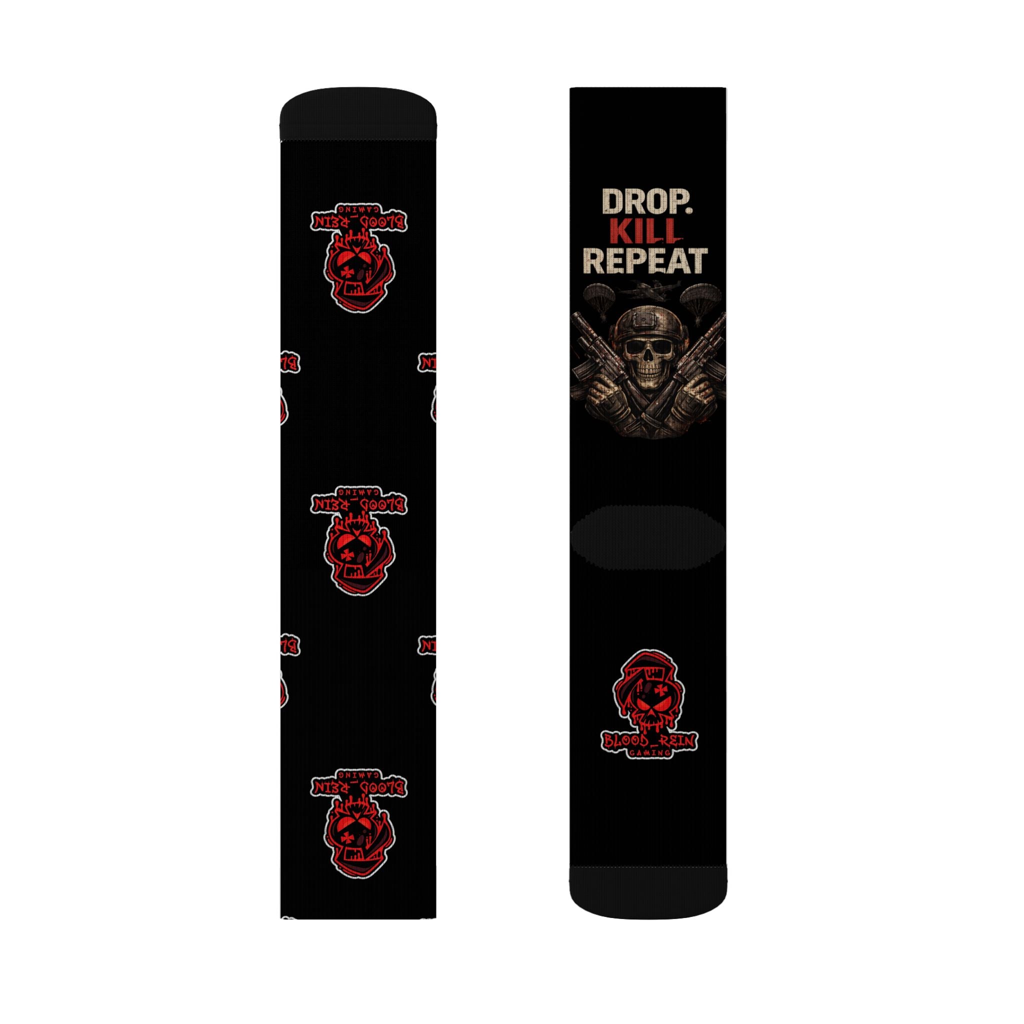 Gaming Crew Socks — “Drop. Kill. Repeat.” Sublimated Tactical Design