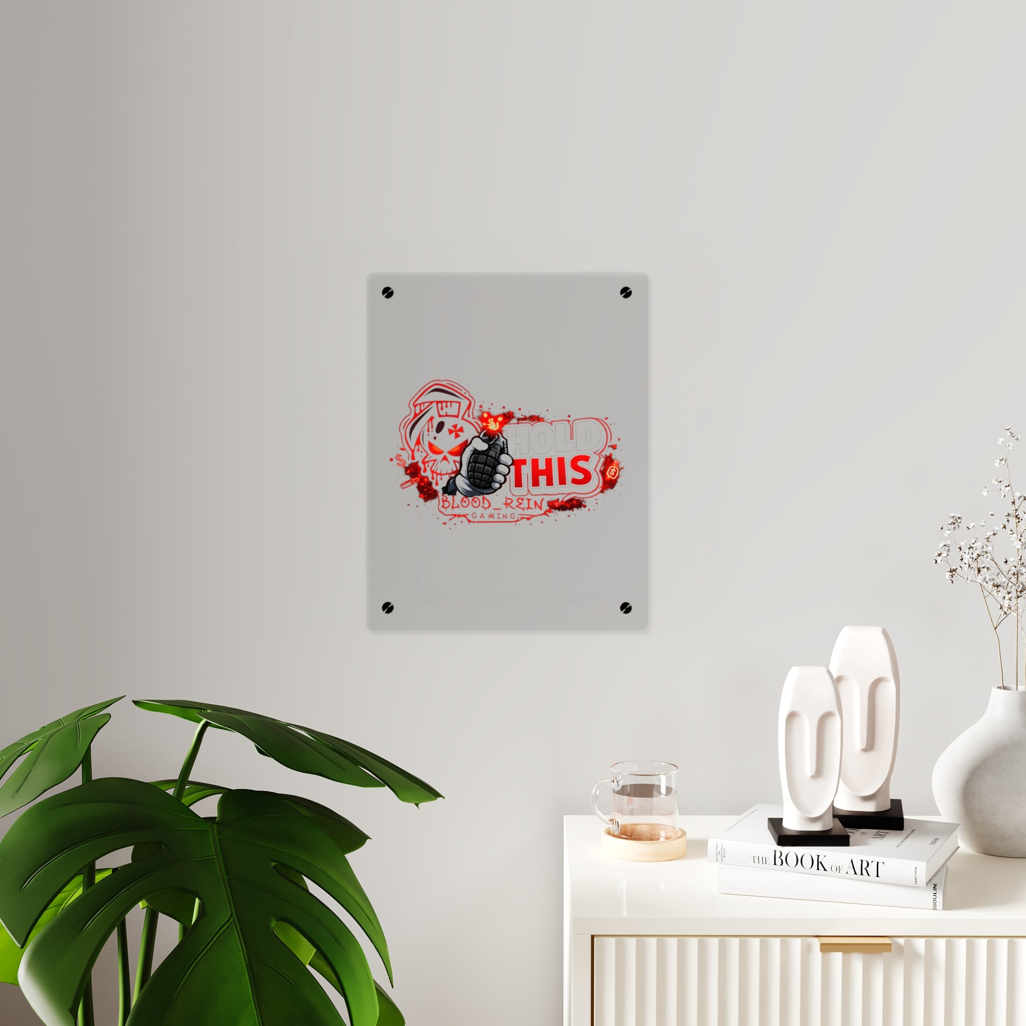 Acrylic Wall Art Panel — "Hold This" Gaming Skull Grenade Wall Decor