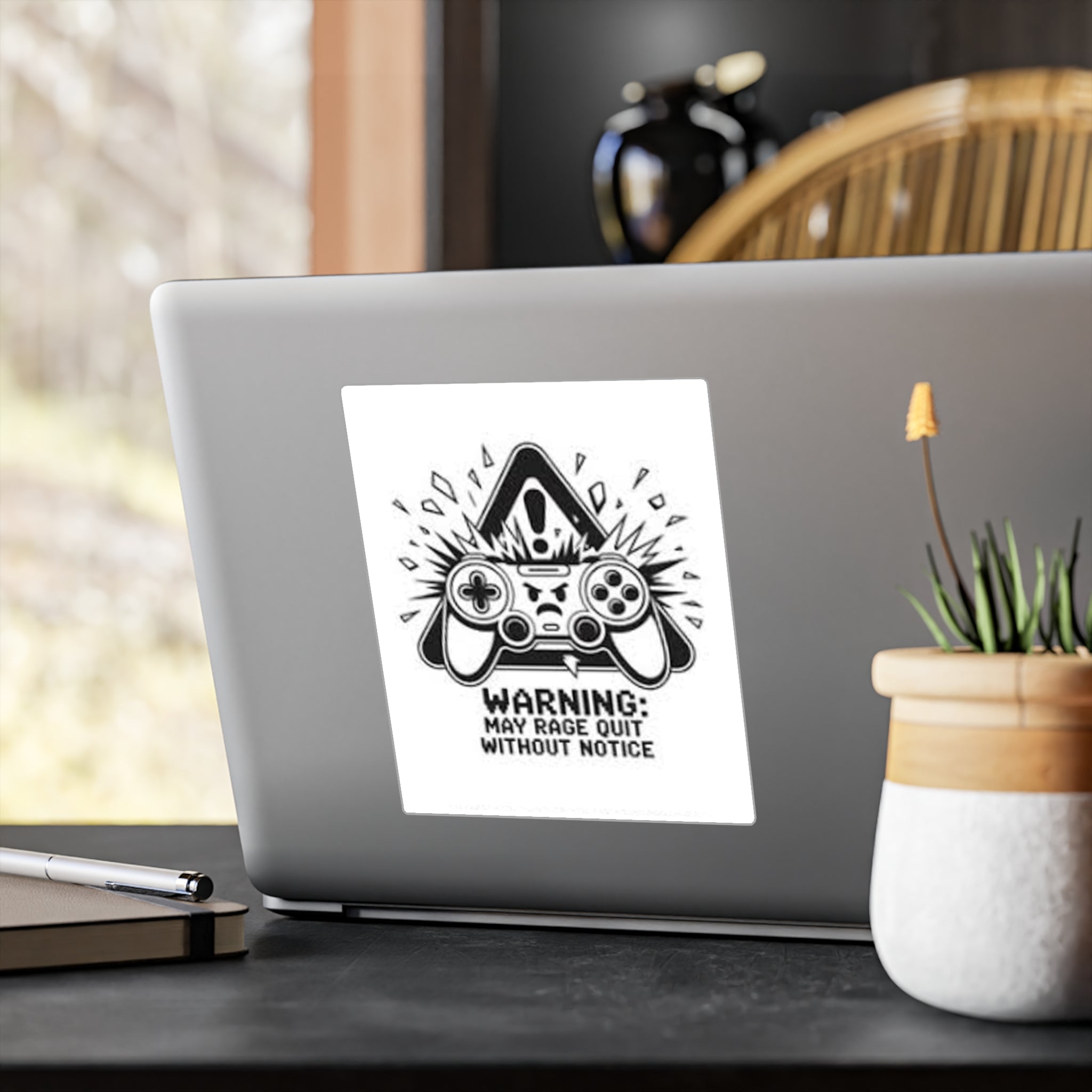 Gaming Controller Sticker — "Warning: May Rage Quit Without Notice" Kiss-Cut Vinyl Decal