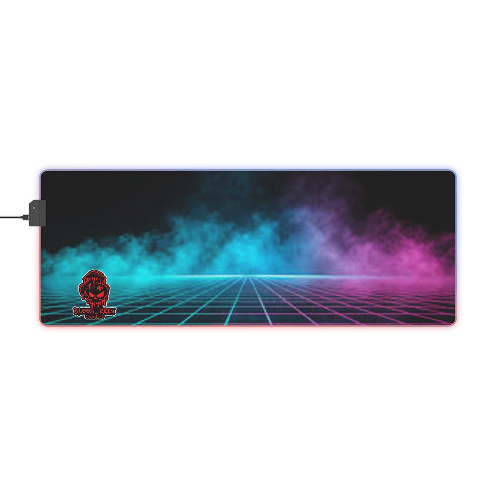 Retro Grid LED Gaming Mouse Pad — RGB Extended Desk Mat with Neon Vaporwave Design