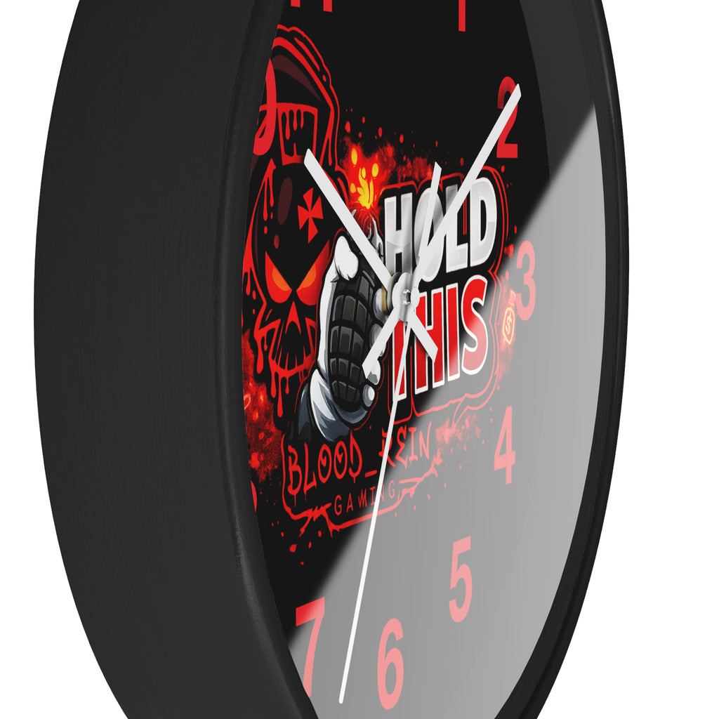 Hold This Gaming Wall Clock — Blood Reign Gamer Skull Design