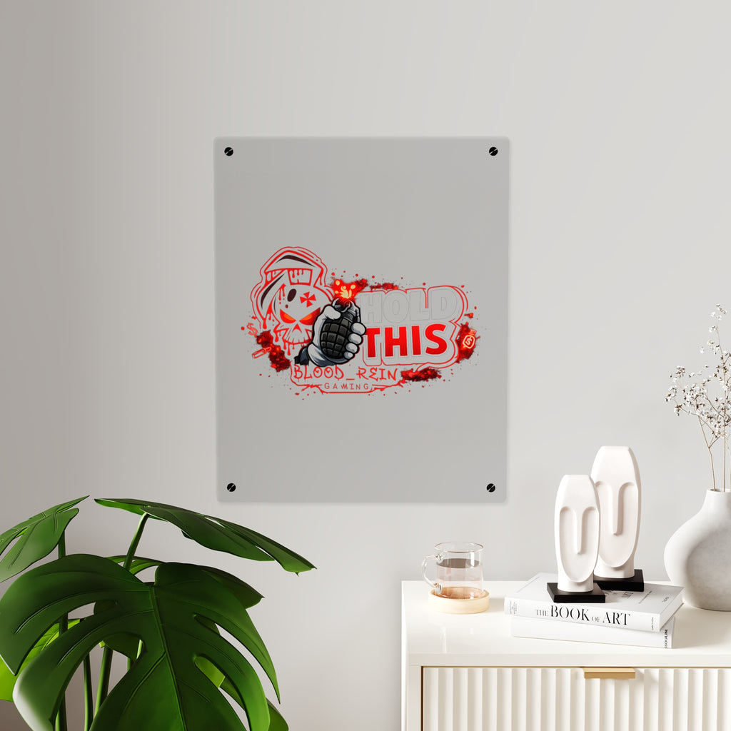 Acrylic Wall Art Panel — "Hold This" Gaming Skull Grenade Wall Decor