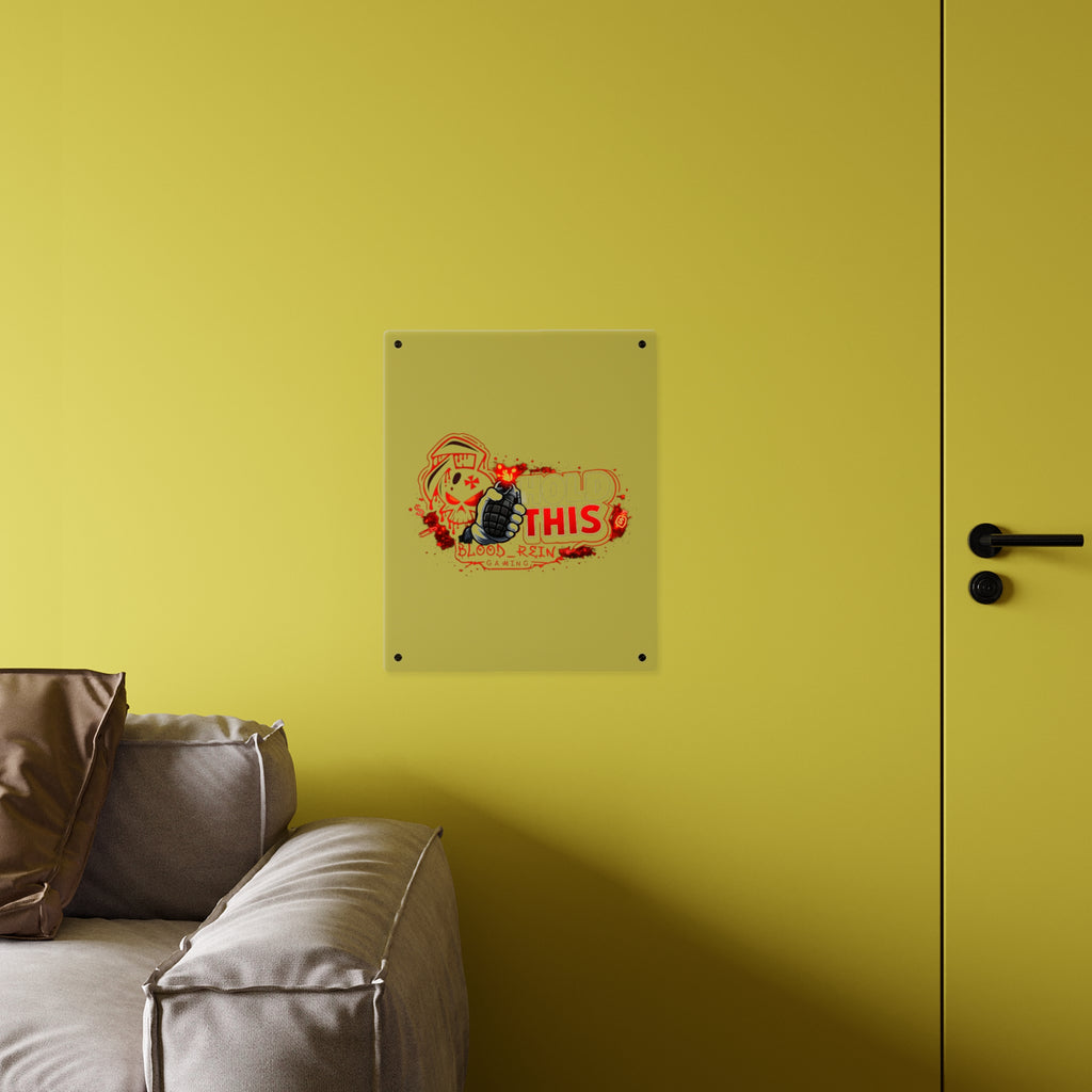 Acrylic Wall Art Panel — "Hold This" Gaming Skull Grenade Wall Decor