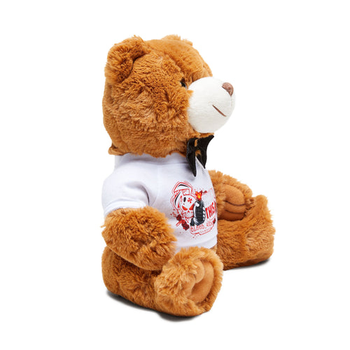 Brown Plush Teddy Bear with Printed T‑Shirt & Bow Tie – Cute Gift for Kids & Couples