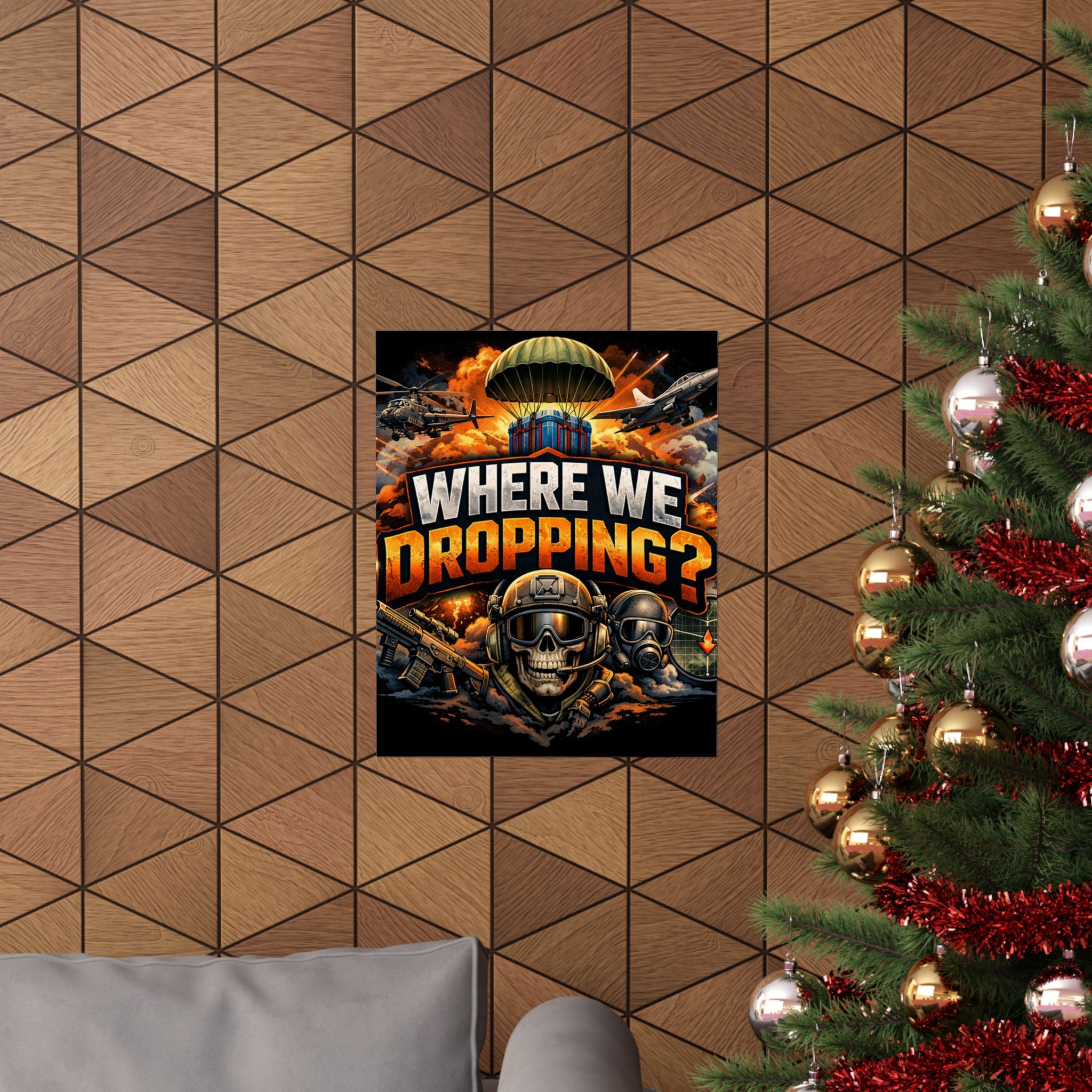 Where We Dropping? Matte Vertical Poster — Gaming Paratrooper Wall Art