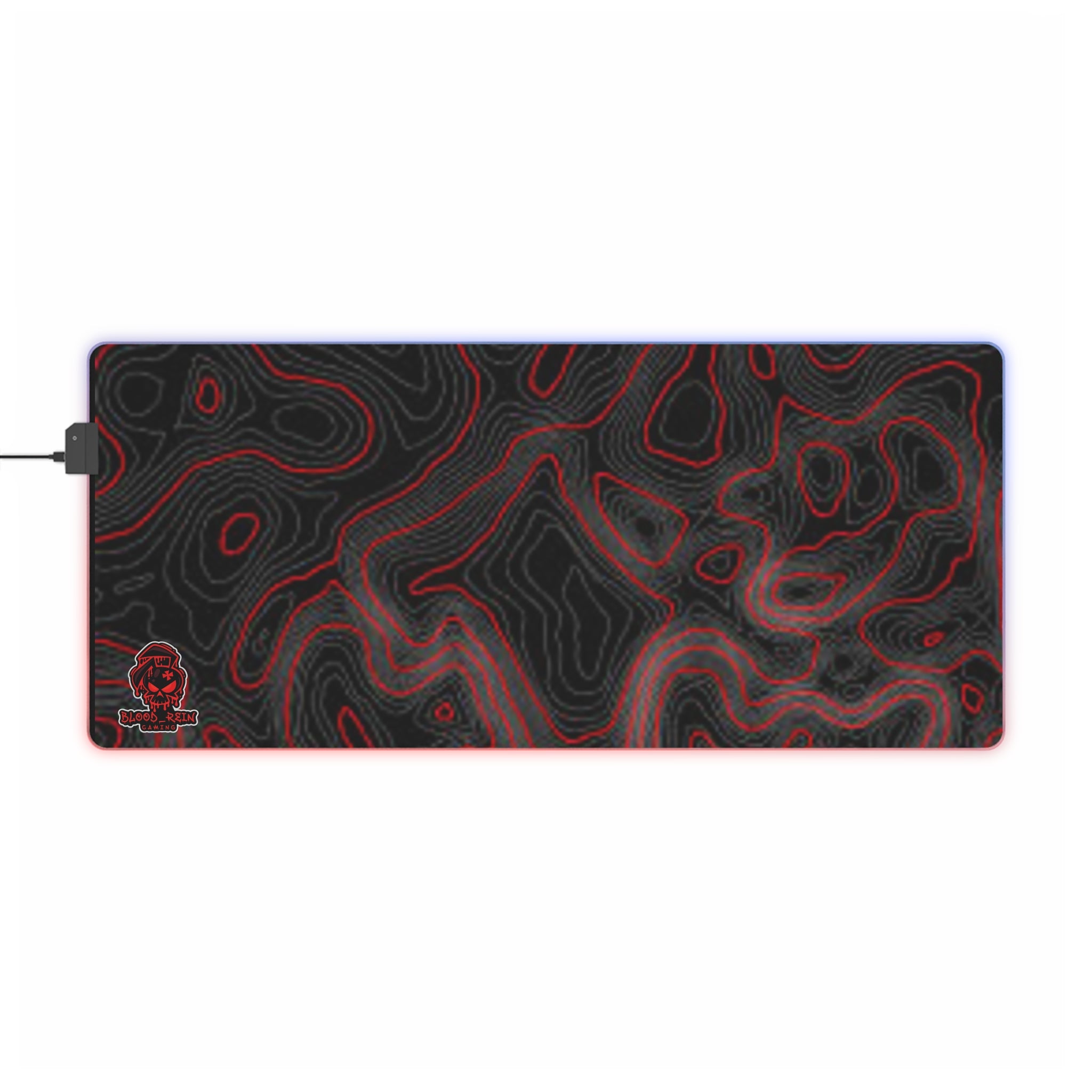LED Gaming Mouse Pad — Red Topographic RGB Desk Mat
