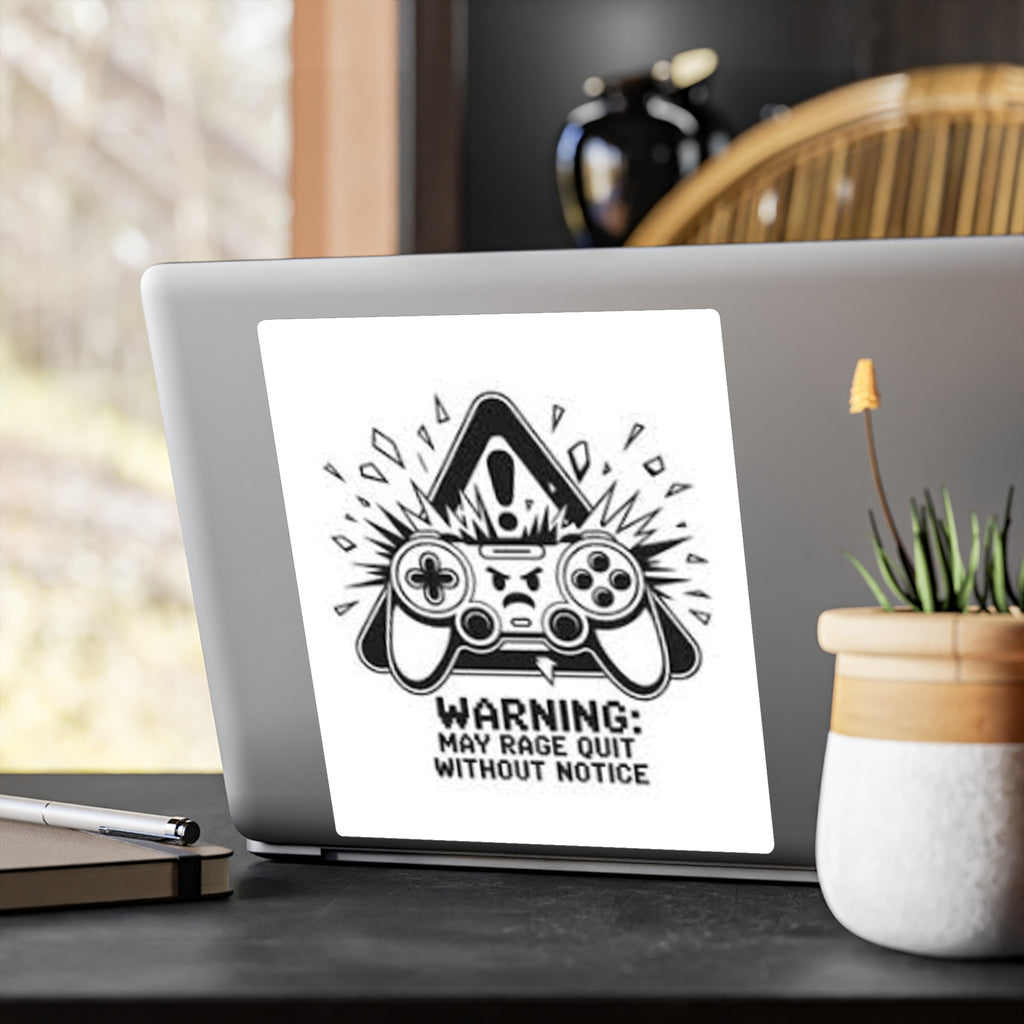 Gaming Controller Sticker — "Warning: May Rage Quit Without Notice" Kiss-Cut Vinyl Decal