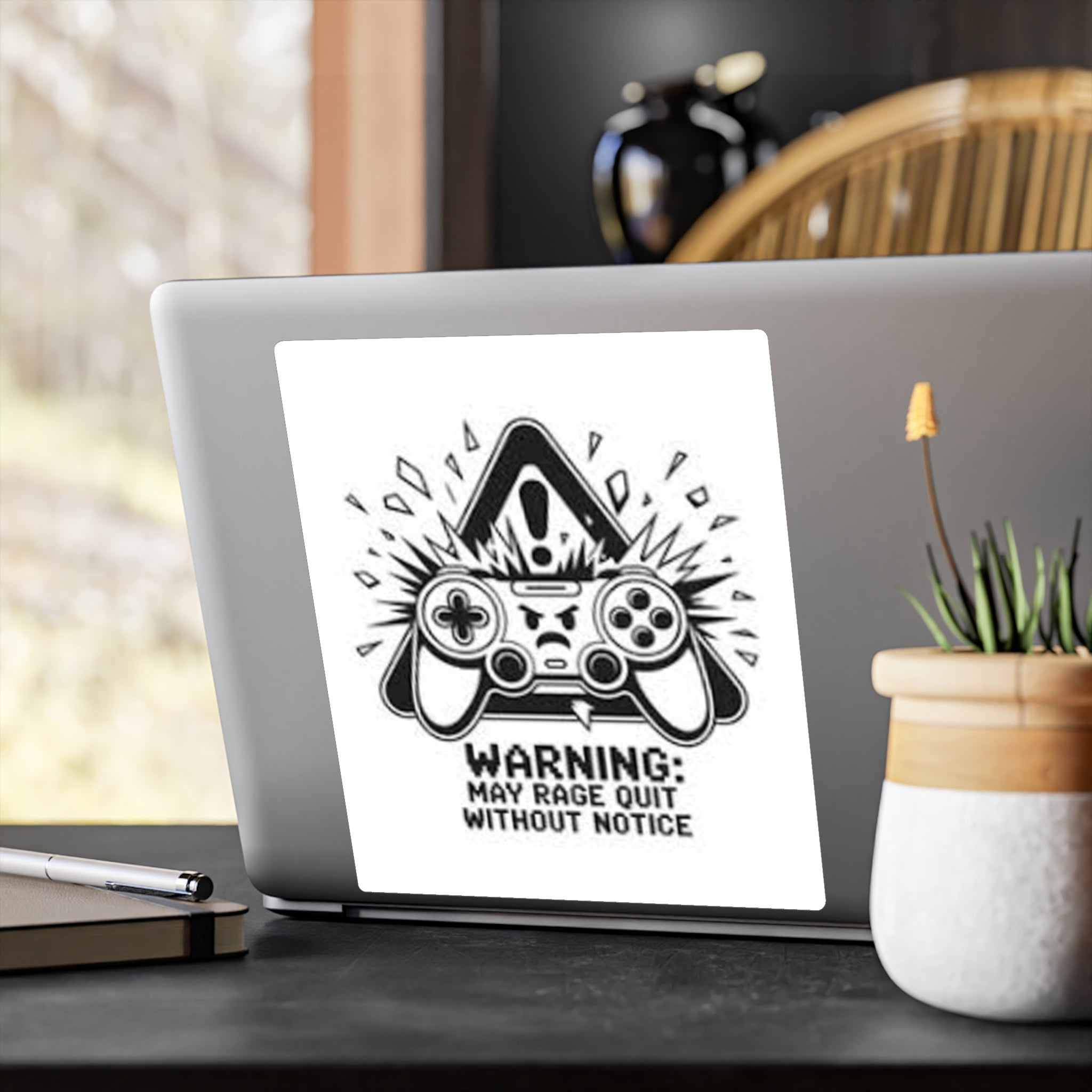 Gaming Controller Sticker — "Warning: May Rage Quit Without Notice" Kiss-Cut Vinyl Decal