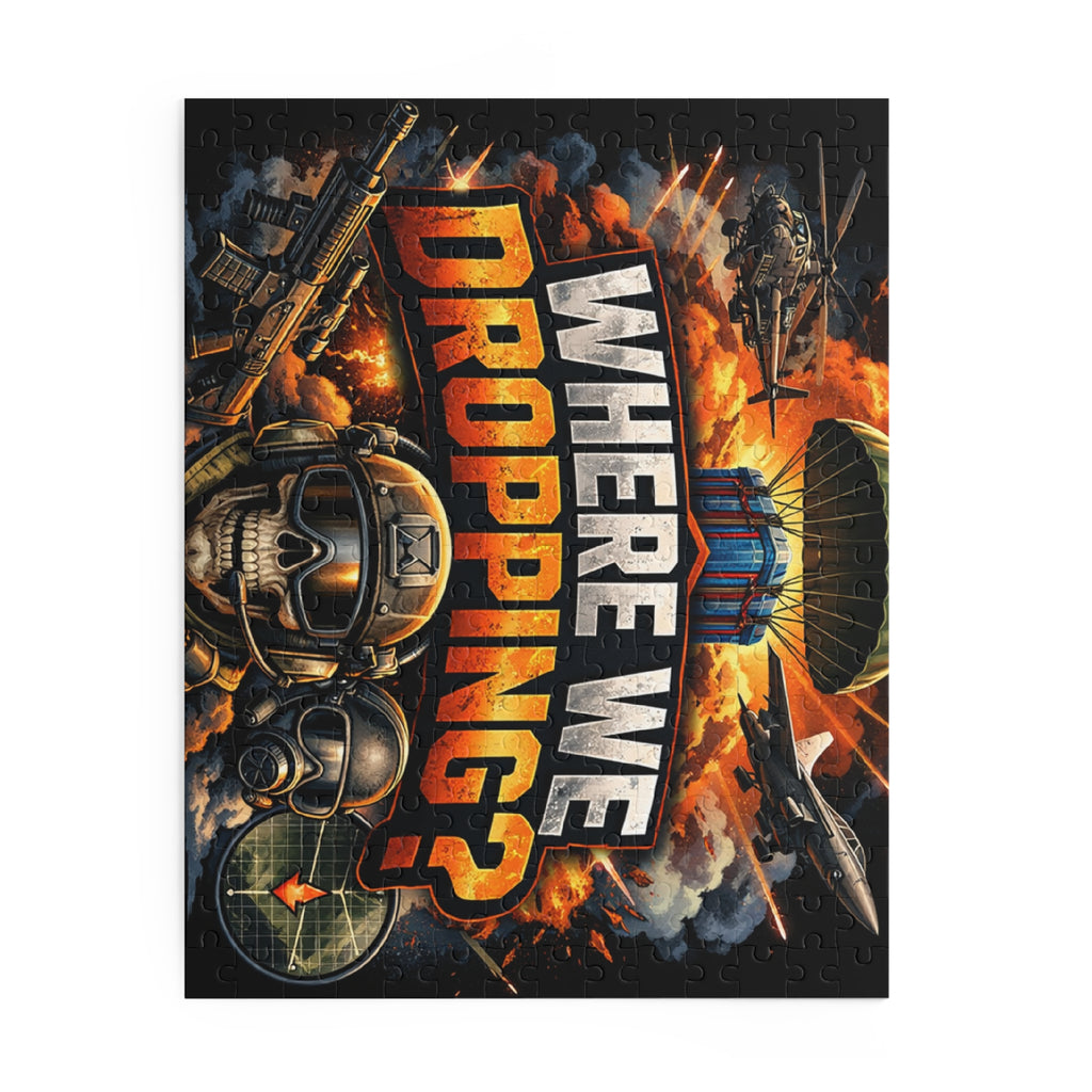 Where We Dropping? Battle Royale Puzzle – 500/252/120-Piece Military Gaming Jigsaw
