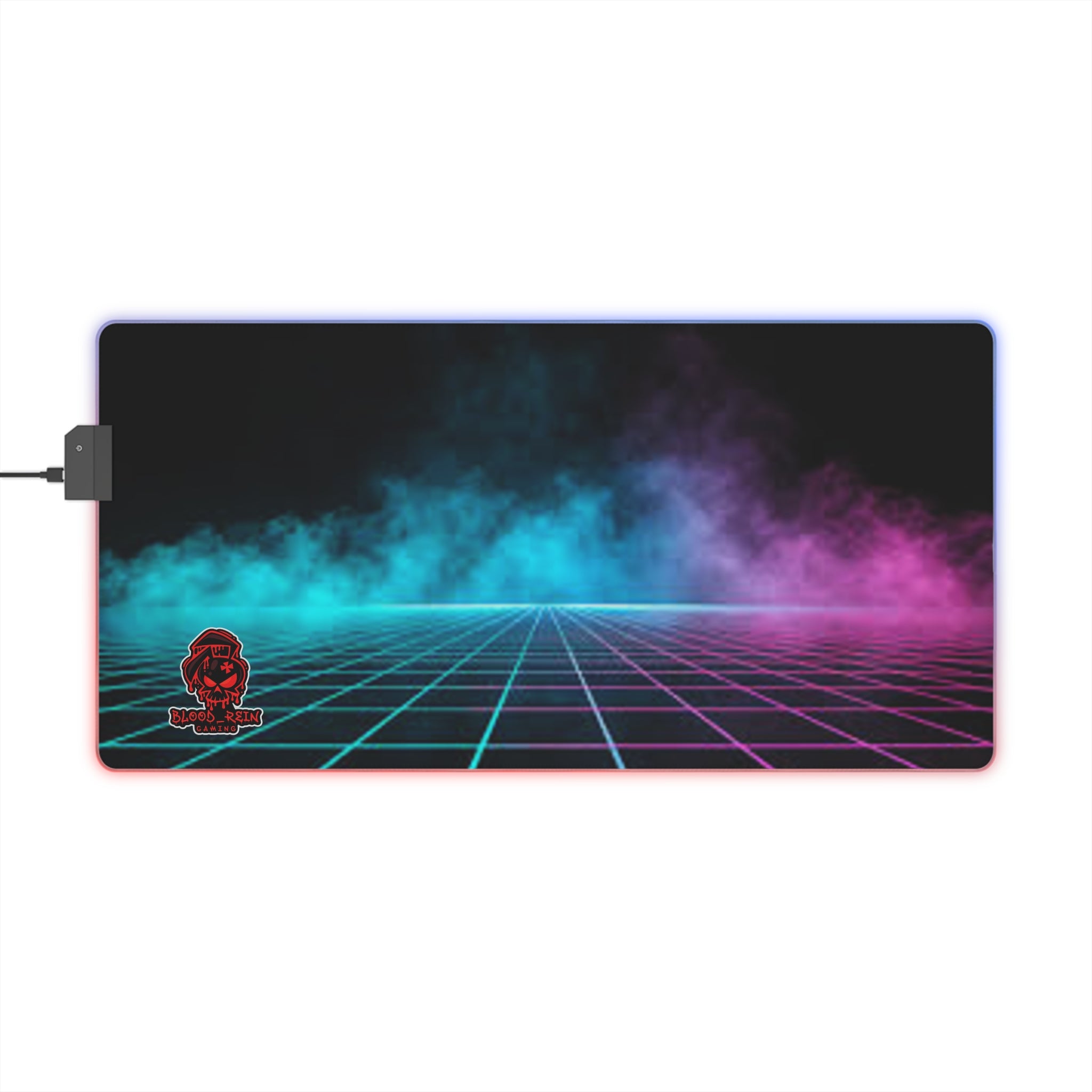 Retro Grid LED Gaming Mouse Pad — RGB Extended Desk Mat with Neon Vaporwave Design