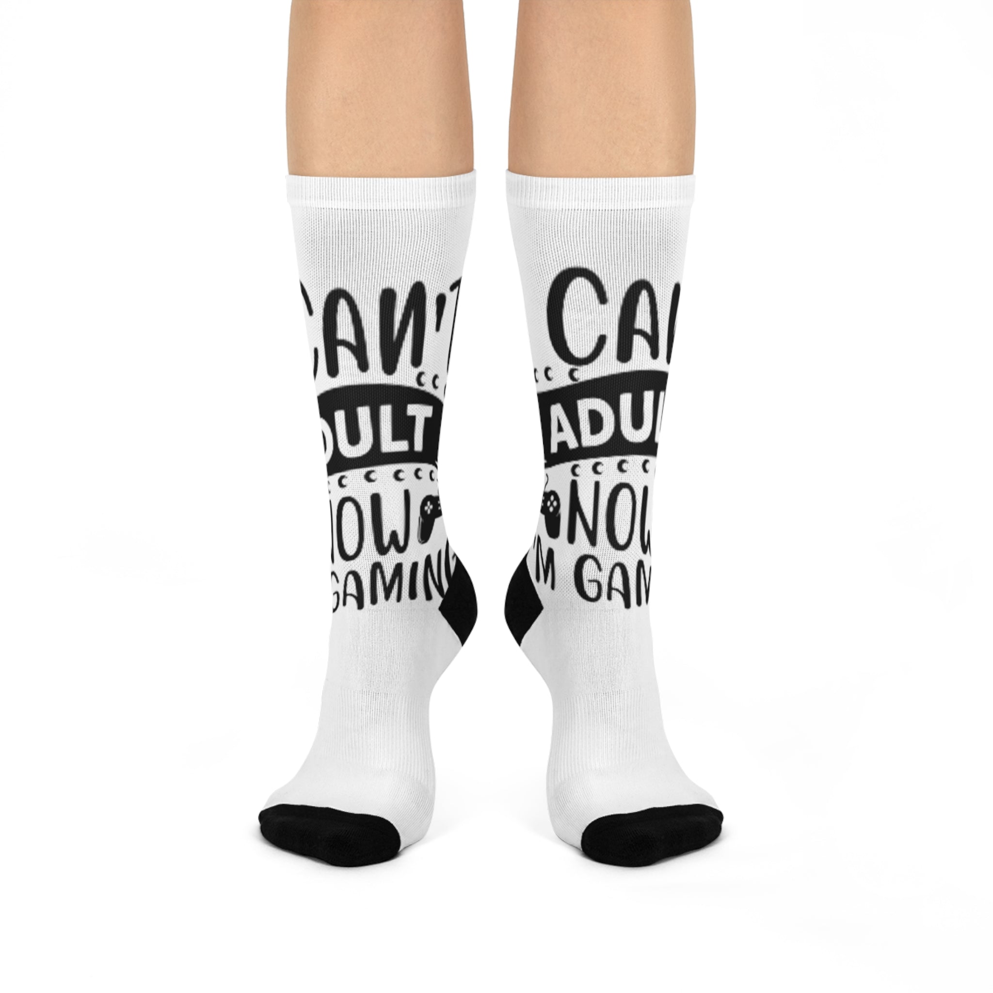 Funny 'Can't Adult, Now Gaming' Cushioned Crew Socks — Gamer Gift