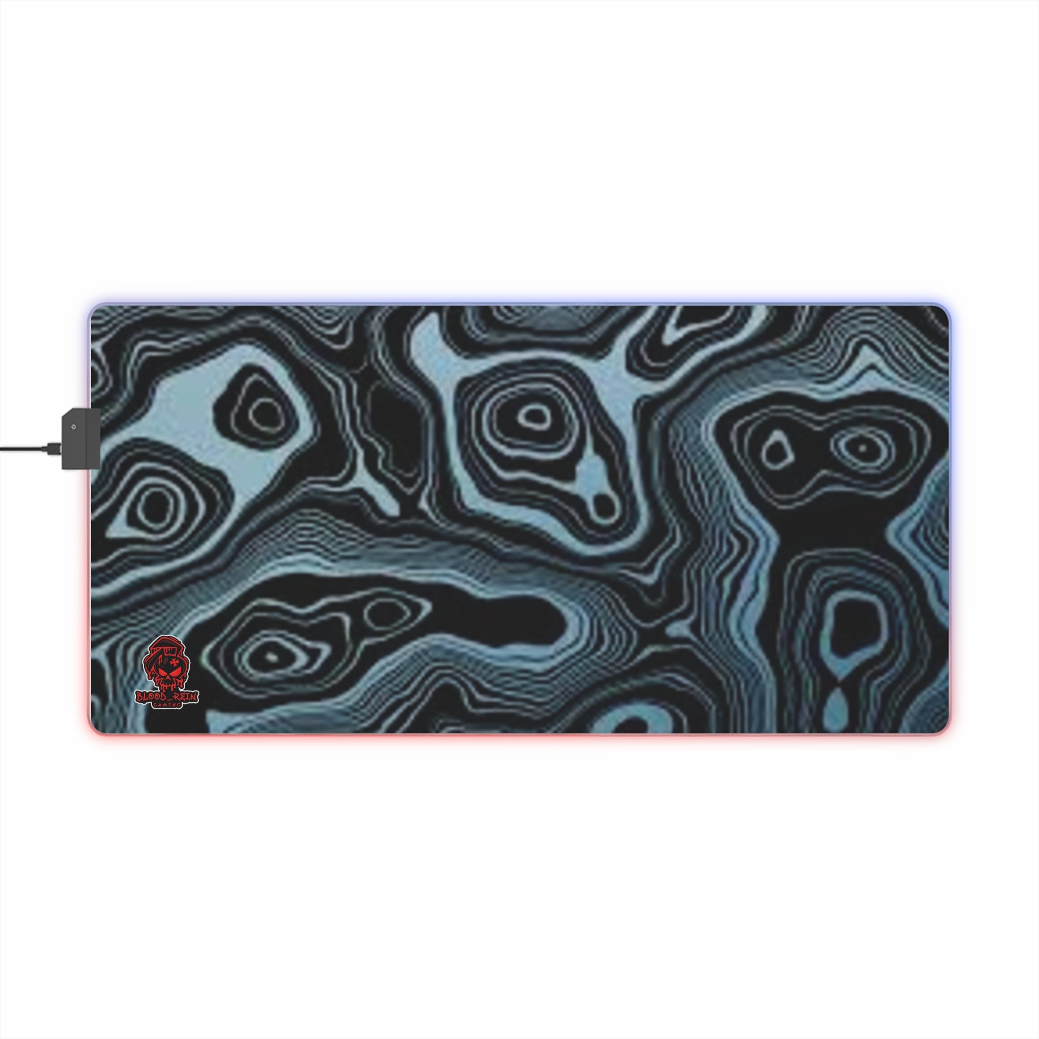 LED Gaming Mouse Pad — RGB Large Desk Mat with Abstract Topographic Design