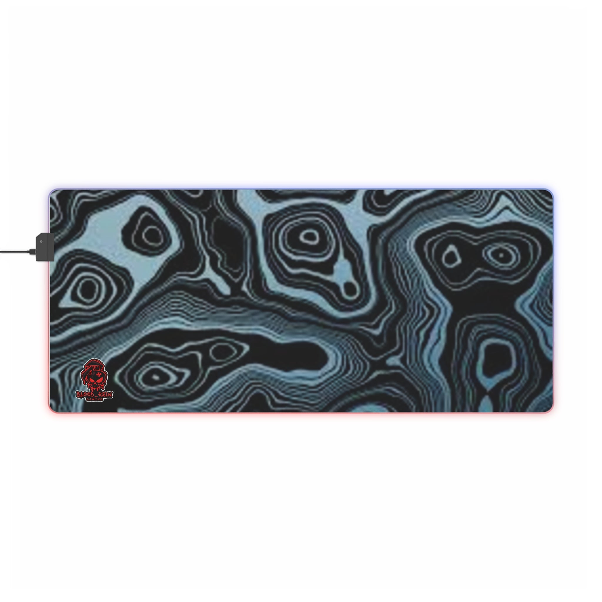 LED Gaming Mouse Pad — RGB Large Desk Mat with Abstract Topographic Design