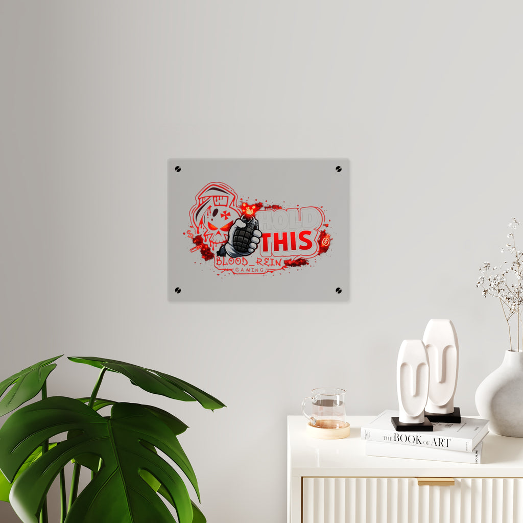 Acrylic Wall Art Panel — "Hold This" Gaming Skull Grenade Wall Decor