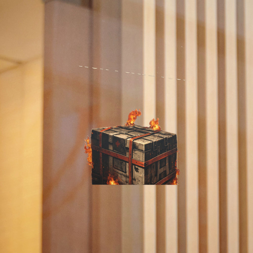 Die-Cut Sticker — “Your Loadout Won’t Save You” Flaming Loot Crate Gaming Sticker