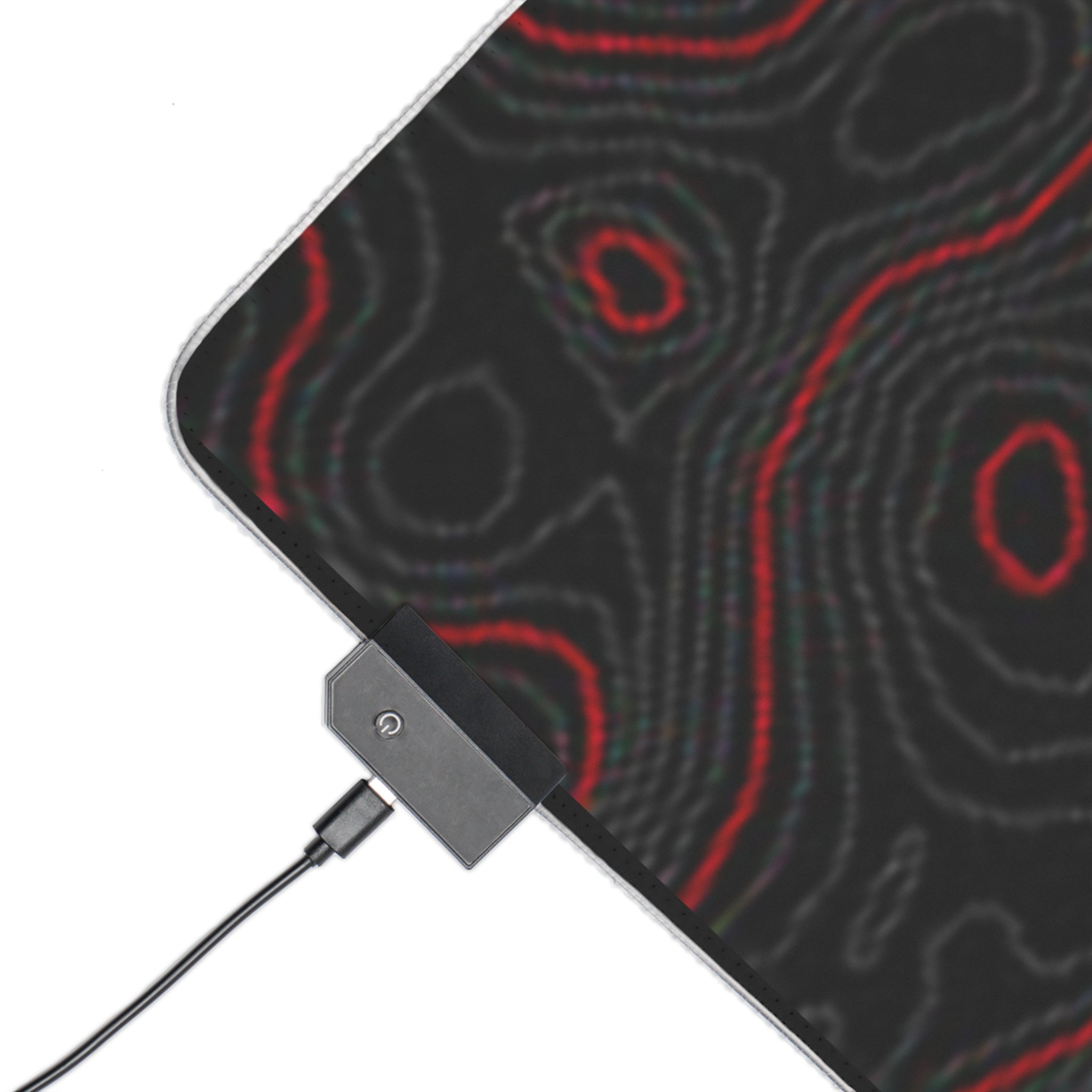LED Gaming Mouse Pad — Red Topographic RGB Desk Mat