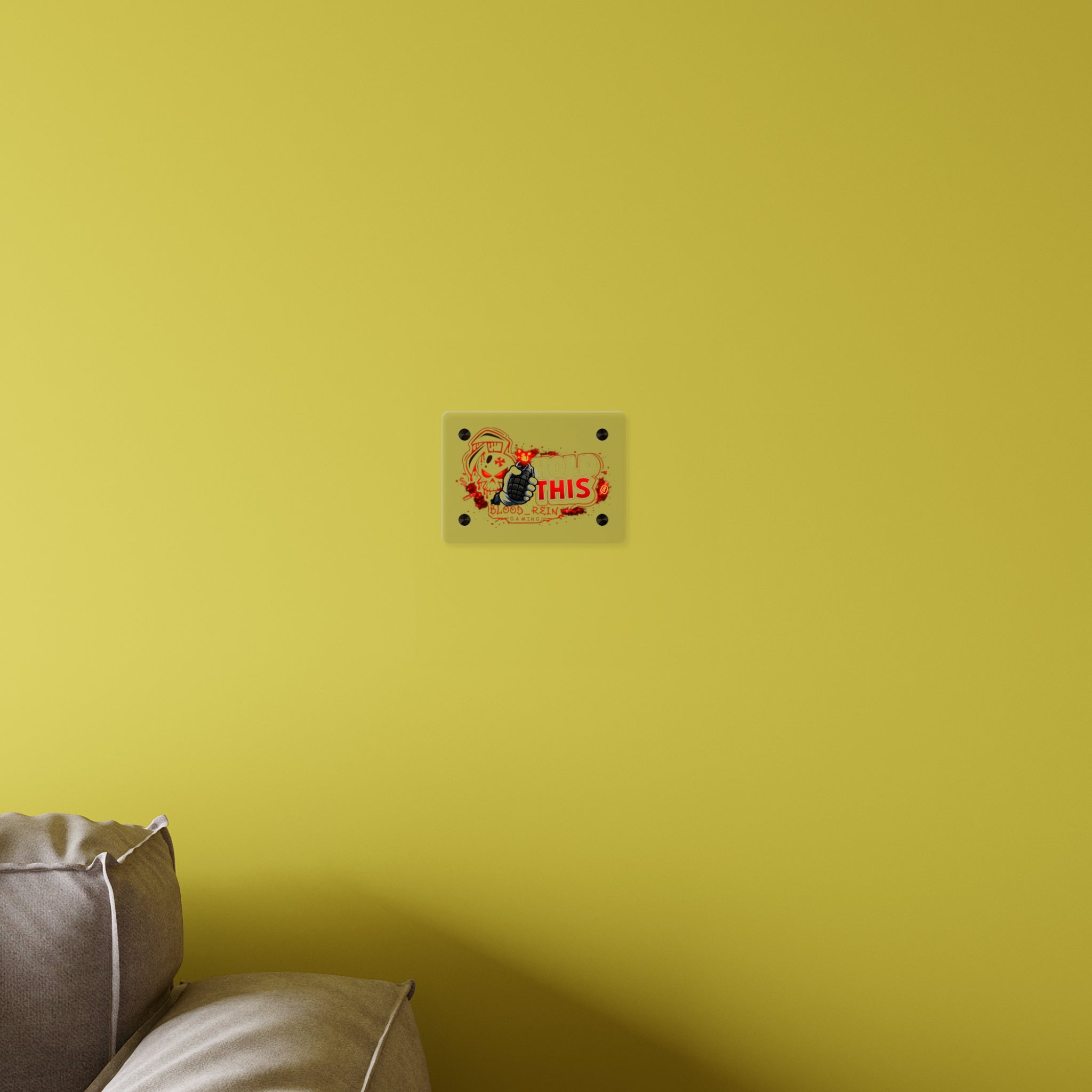 Acrylic Wall Art Panel — "Hold This" Gaming Skull Grenade Wall Decor