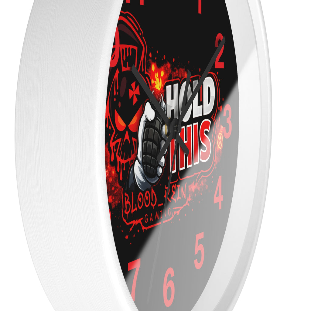 Hold This Gaming Wall Clock — Blood Reign Gamer Skull Design